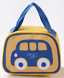 Bus Printed Lunch Box Bag - Yellow & Blue