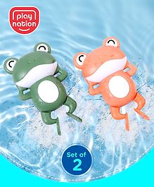 Play Nation Premium Wind Up Swimming Frog Toy- Pack of 2| Bathtub Floating Frog Water Toys for 6 Months+ Kids| Pre-School Toys for Kids| Gifting Toy| BIS Certified