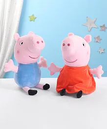 Peppa Pig & George Combo Plush Soft Toy Pack of 2 Blue & Red- Height 30 cm