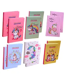 Happile Beautiful Unicorn Diaries for Birthday Return Gifts A6 Gift Set Ruled Stationery Diaries Set of 12 - Multicolour