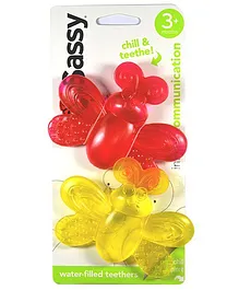 Sassy Waterfilled Butterfly Teether - Red Yellow