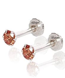 ELOISH 92.5 Sterling Silver Small Stone Studs Back Push Style Earrings for Girls SILVER ORNAMENTS : 0.100 GRAMS)