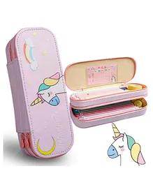 Elecart Unicorn Double Layer Pencil Pouch Case - Pink