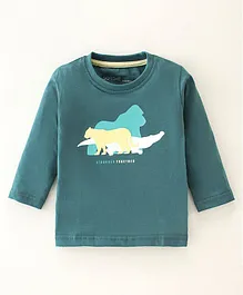 Doreme Cotton Single Jersey Full Sleeves T-Shirt Tiger & Gorilla Print- Green