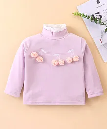 Kookie Kids Full Sleeves Cherry Applique Winter Wear Top - Purple