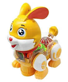 Smartcraft Bunny Toys for Kids Musical Transparent Gear Rabbit Toy 360 Degree Rotating Funny Toys with Flashing Light & Sound Toy - Yellow
