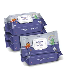 Bumtum Baby Gentle 99% Pure Water Soft Moisturizing Wet Wipes With Lid Aloe Vera & Chamomile Extracts Paraben & Sulphate Free 72 Pieces Each - Pack Of 5