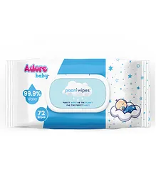 Adore Baby Paani Wipes 99 % Pure Water Wet Wipes FDA Approved Dermatologically Tested Goodness of Aloe Vera Unscented - 72 Pieces