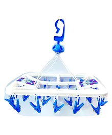 Korbox Plastic Square Cloth Drying Stand Hanger with 32 Clips - Multicolor