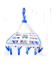 Korbox Plastic Square Cloth Drying Stand Hanger with  24 Clips - Multicolor