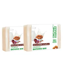 Organic Harvest Luxurious Bathing Bar Almond Milk & Saffron  For Gentle Cleansing Pack of 2 - 125 g