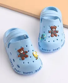 Cute Walk by Babyhug Slip On Clogs Bear Applique - Blue (Applique Design May Vary)
