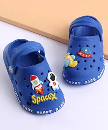 Cute Walk by Babyhug Slip On Clogs with Back Strap & Astronaut Applique - Dark Blue (Design May Vary)