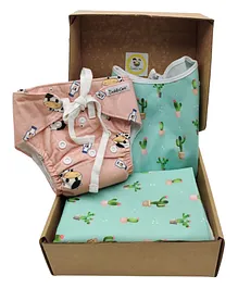 Cute Cactus Gift Set with Moon Pie Cloth Daiper- Multicolor