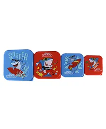 Smily Kiddos 4 in 1 Lunch Box Shark Themed Set Of 4 - Multicolor