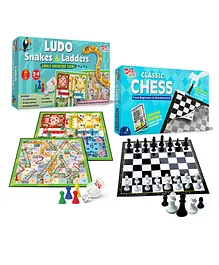Little Berry 3 in 1 Jungle Ludo Snakes Ladders and Classic Chess Board Game Combo Set - Multicolor