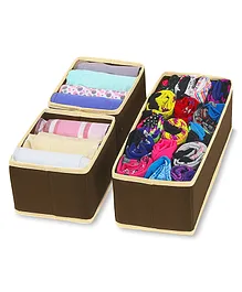 House of Quirk Storage Box Set of 3 Closet Dresser Drawer Containers Divider with Drawers  Pack of 1 - Brown, Fabric