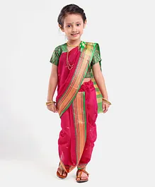Bhartiya Paridhan Silk Saree with Half Sleeves Blouse - Pink
