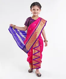 Bhartiya Paridhan Silk Saree with Half Sleeves Blouse Zari Design - Pink