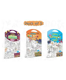Gowoo Giant Circus Colouring Poster, Giant Dinosaur Colouring Poster and Giant Dragon Colouring Poster Combo Pack of 3 - Multicolor