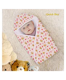 Quick Dry Baby Hooded Wrapper Tiger Print L 75 x B 75 cm - Multicolor