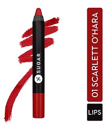 SUGAR Cosmetics Matte As Hell Crayon Lipstick with Sharpner  Smudgeproof  Lasts Upto 8 Hrs  2.5g - 01 Scarlett O'Hara