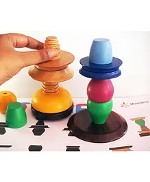 Maniams Sthira Stacking Wooden Geometric Buildup Toy Multicolor - 16 Pieces