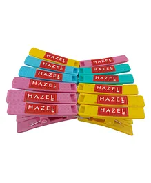 HAZEL Plastic Cloth Clips For Drying Clothes Set of 12 - Multi Color