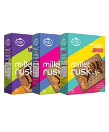 Early Foods Pack of 3 Millet Rusk Jowar Ragi & Multigrain Pack of 3 230 g Each