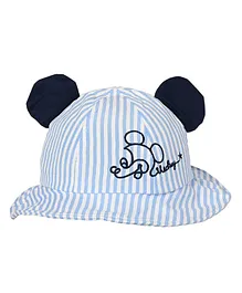 Kid-O-World Ear Applique Detailed & Embroidered Striped Hat - Blue