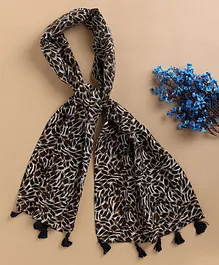 Jewelz Animal Printed Tassel Hem Detailed Stole - Multi Colour