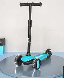 Baybee Skate Scooter for Kids 3 Wheel Runner Scooter with 4 Height Adjustable Handle LED PU Wheels & Rear Brake - Teal