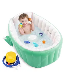 Baybee Inflatable Baby Bathtub for Kids with Air Pump - Green