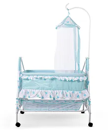 Baybee Baby Swing Cradle for Baby with Mosquito Net Storage & Wheels Palna Jhula Nest Cradle for Newborn Baby - Blue