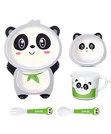 COMERCIO Bamboo Fiber Cartoon Shape Panda Design Dinner Set Of 5 Pieces - Black & white