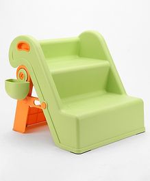 Two Stair Step-stool With Cup Holder -Green