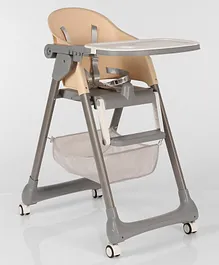 High Chair with Footrest Safety Harness & Storage - Beige
