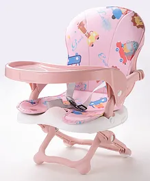 2 in 1 Portable Toddler Animal Print Booster Chair with Removable Tray & Seat Pad - Pink