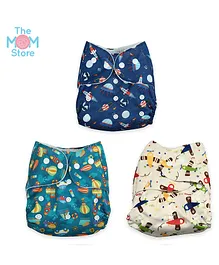 The Mom Store Reusable Diapers Set Of 3 - Multicolour
