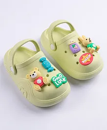 Oh! Pair Clogs with Back Strap Teddy Applique - Green