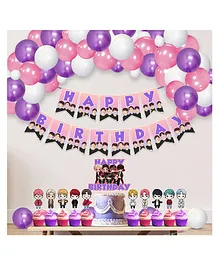 Zyozi BTS Birthday Party Supplies BTS Theme Birthday Party Decorations Pink- Pack of 52