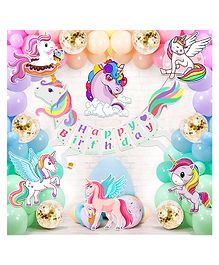 Zyozi Unicorn Birthday  Party Supplies Multi Colour -Pack of 53