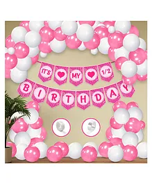 Zyozi 6 Months Birthday Decorations Items  Pink - Pack of 53