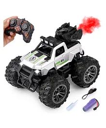 Fiddlerz Remote Control Car Big Size Rock Crawler Water Mist Smoke Effect Spray Off Road High Speed 2WD Monster Truck Rechargeable Toy Car Gift for Kids - Silver