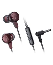 FINGERS Soundelite Wired In Ear Earphones With Built In Mic 10 Mm Neodymium Driver 3.5 Mm L Pin Connector- Burgundy