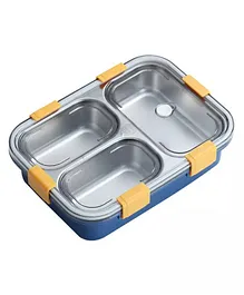 SVE 3 Grid Stainless Steel Lunch Box  with Spoon and Fork - Blue