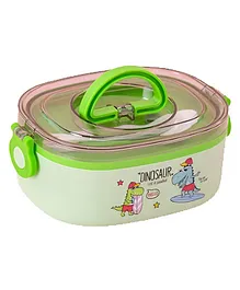 SVE Lunch Box with Spoon & Compartment  Dinosaur Cartoon Print for Dry Foods- Multicolour