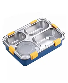 SVE 4 Grid Stainless Steel Lunch Box With Fork Chopstick & Spoon - Blue