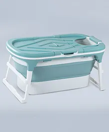 Baybee Ergonomic Foldable Baby Bath Tub for Kids & Adults with Drain Plug & Closing Lid - Green