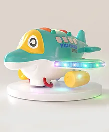 Funbee Plato Express 360 Degree Bump & Go Rotating Air Bus Toys for Kids with Flashing Lights & Sounds - Teal Green